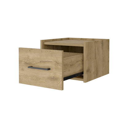 Beige Wall-Mounted Nightstand with Single Drawer Storage for Bedroom