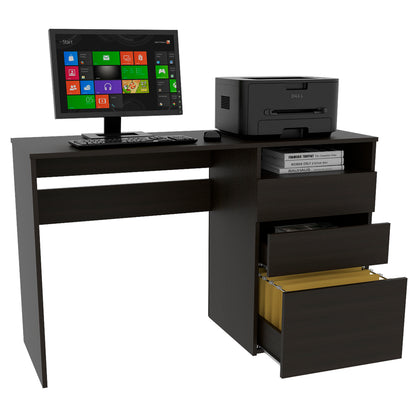 Black Computer Desk with Three Drawers - Office Table for Home Office