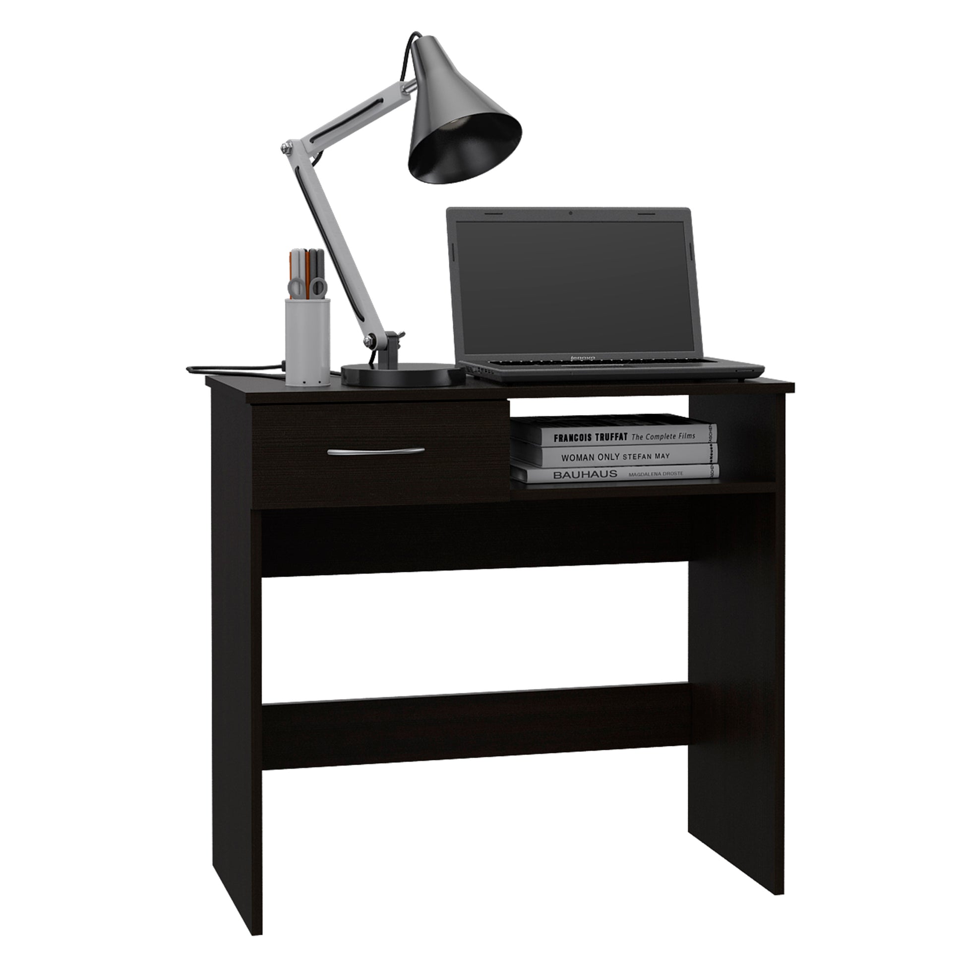 Black Computer Desk with Lockable Drawer - Office Table