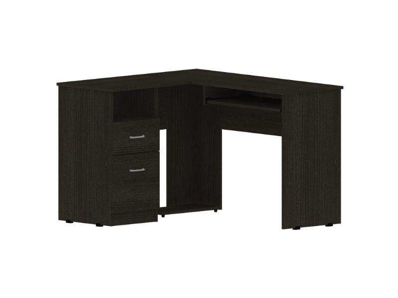 L-Shaped Computer Desk with Storage - Black