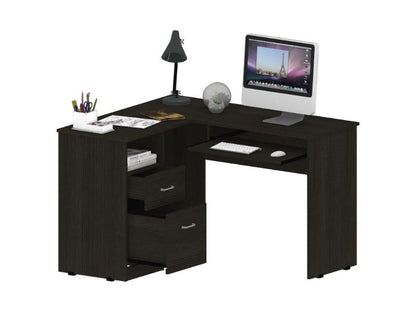 L-Shaped Computer Desk with Storage - Black