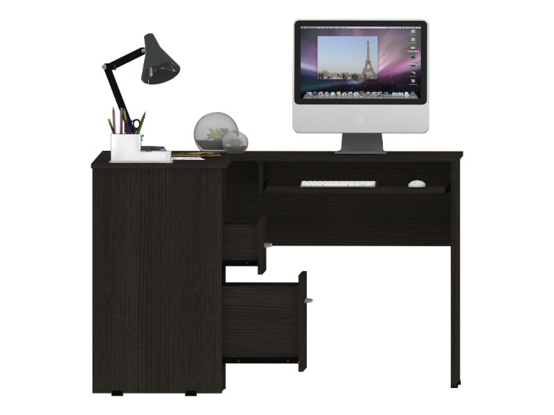 L-Shaped Computer Desk with Storage - Black