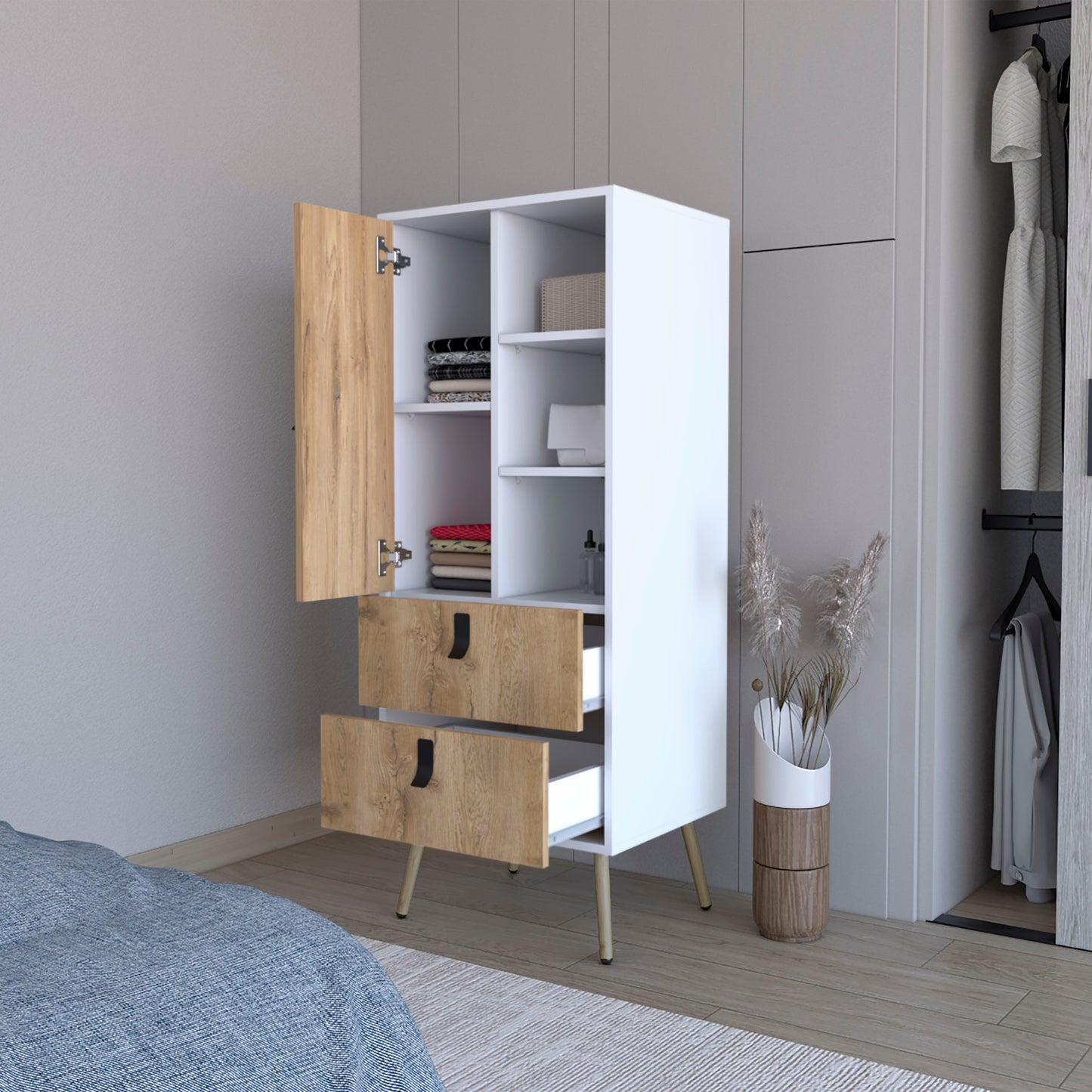 Multicolor Pine Dresser - 51.97" Tall Bedroom Storage