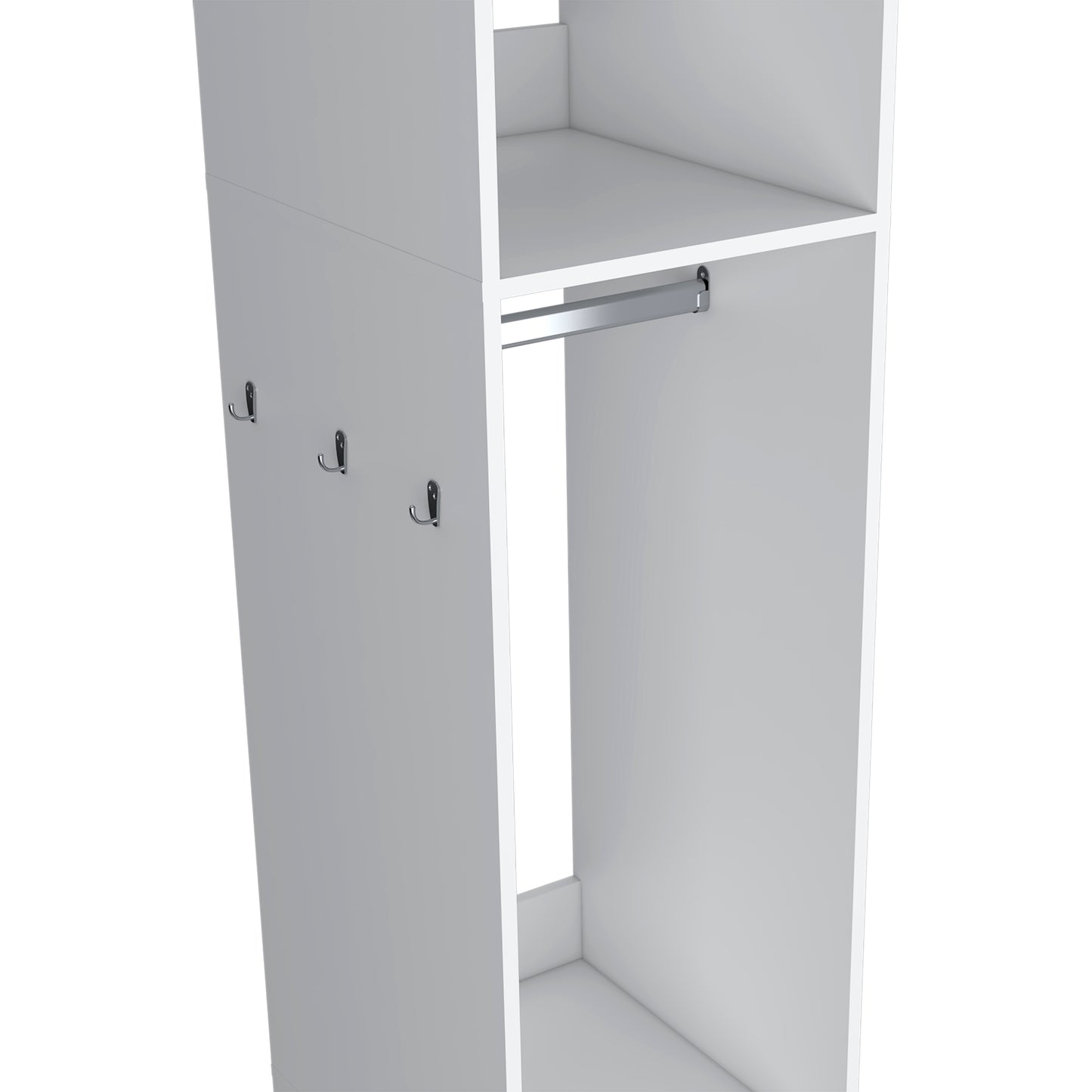 63" White Melamine Bedroom Dresser with Wheels