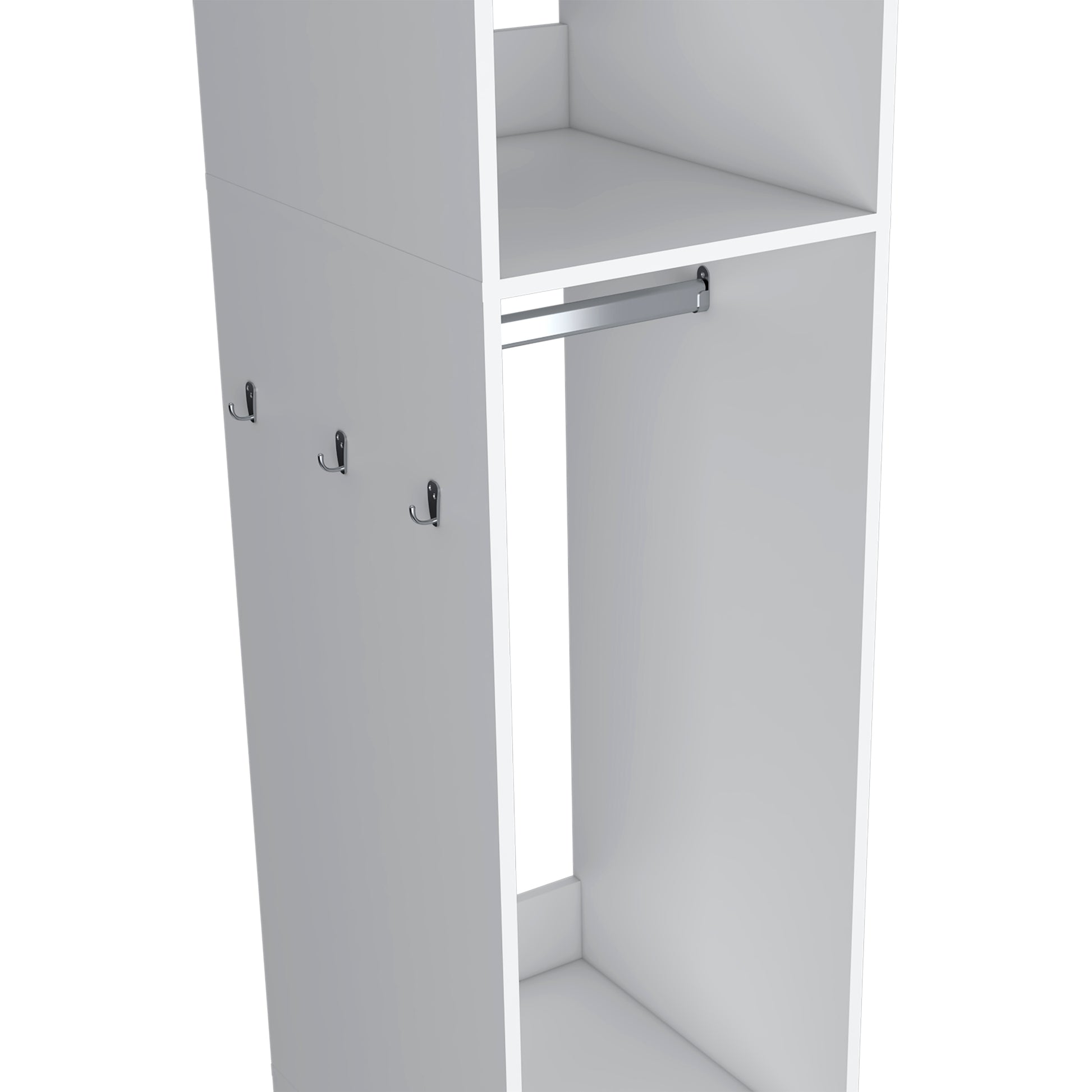 63" White Melamine Bedroom Dresser with Wheels
