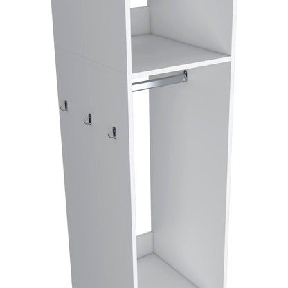 63" White Melamine Bedroom Dresser with Wheels