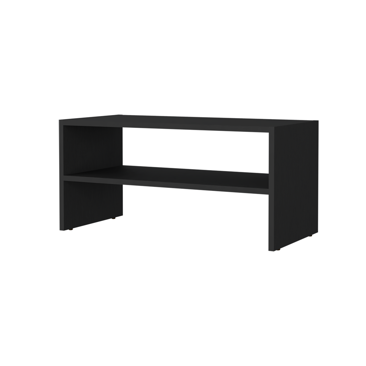 Black Melamine Shoe Rack - 2 Shelves, Compact Storage for Bedroom
