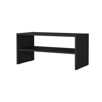 Black Melamine Shoe Rack - 2 Shelves, Compact Storage for Bedroom