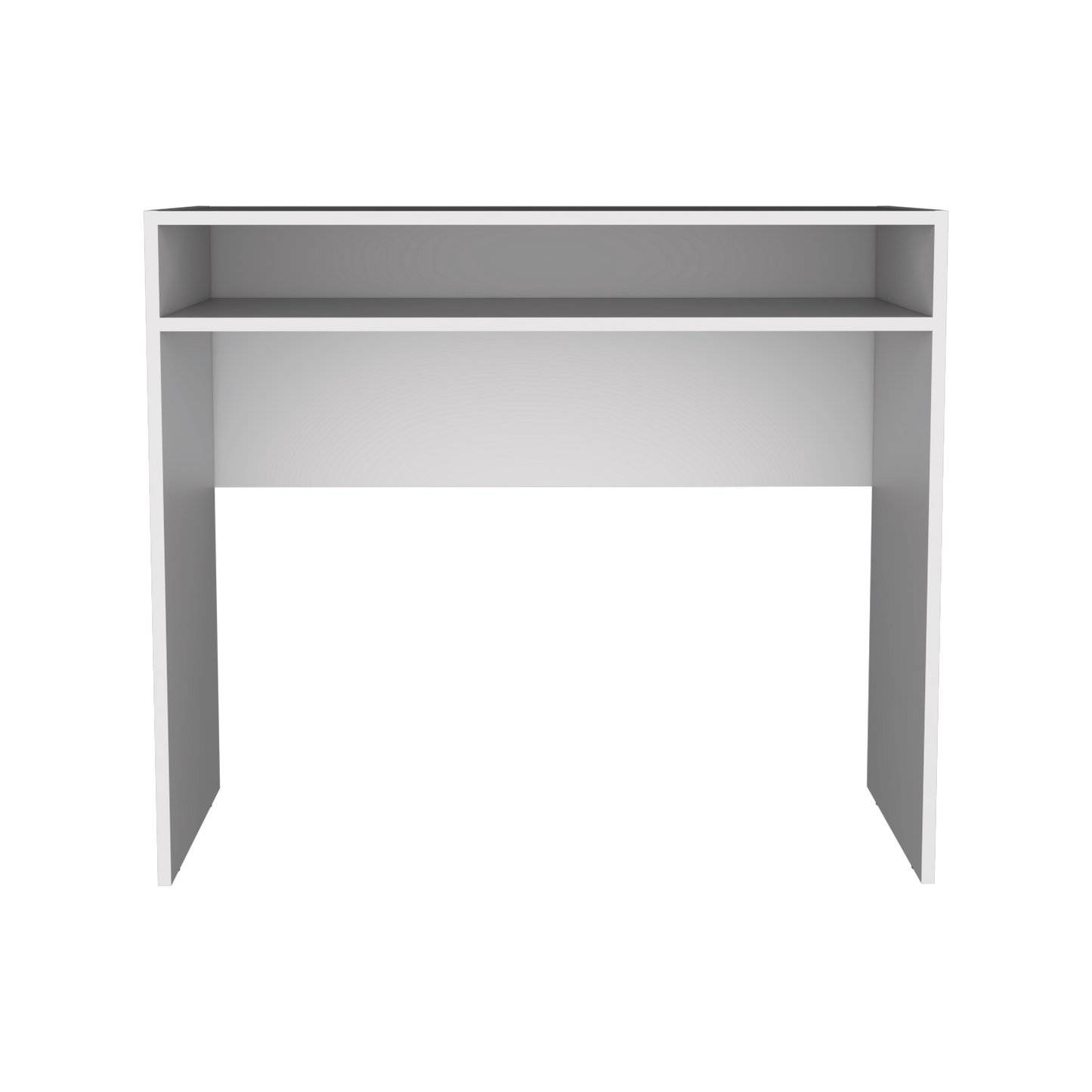 White Melamine Desk with Storage - 35.1" Workspace for Home Office