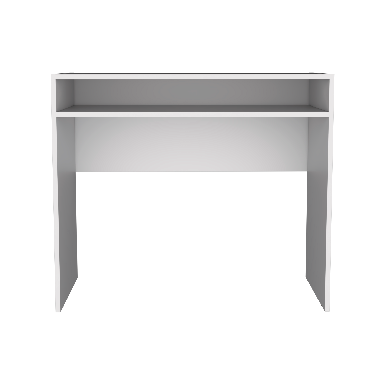 White Melamine Desk with Storage - 35.1" Workspace for Home Office