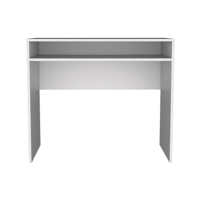 White Melamine Desk with Storage - 35.1" Workspace for Home Office