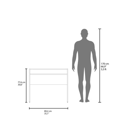 White Melamine Desk with Storage - 35.1" Workspace for Home Office