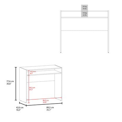 White Melamine Desk with Storage - 35.1" Workspace for Home Office