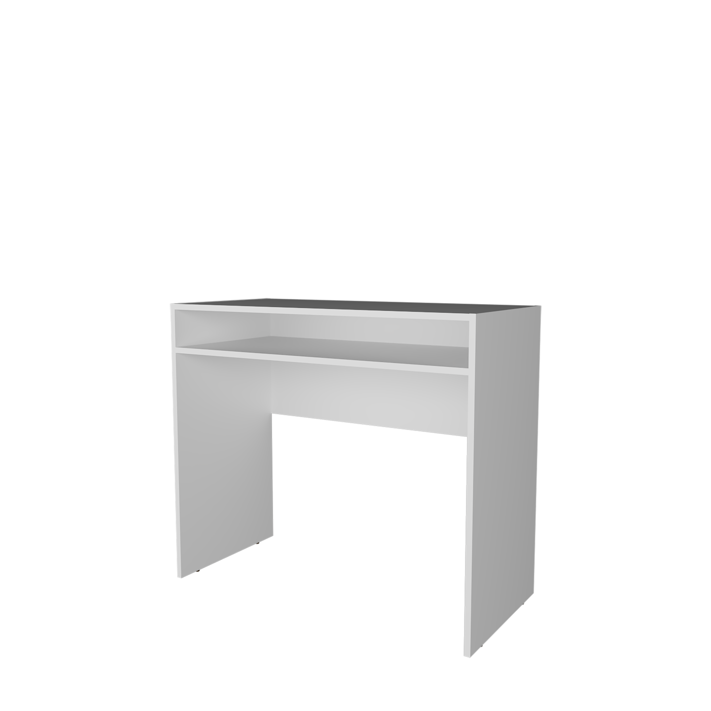 White Melamine Desk with Storage - 35.1" Workspace for Home Office