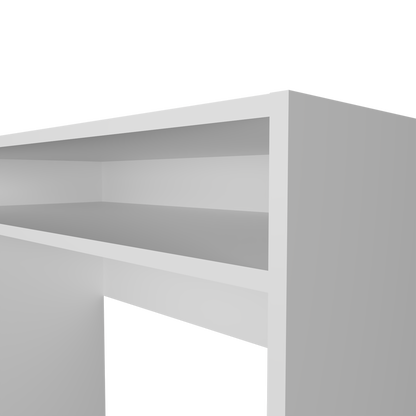 White Melamine Desk with Storage - 35.1" Workspace for Home Office