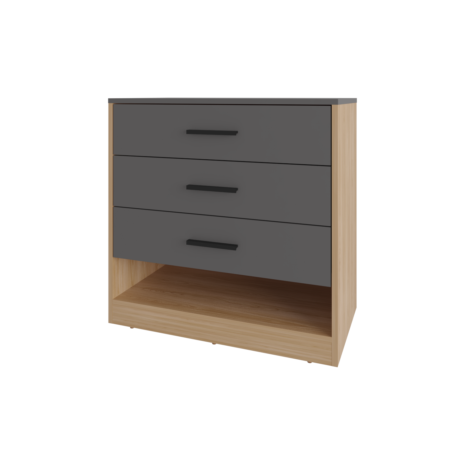 3-Drawer Multicolor Particle Board Dresser - Bedroom Storage