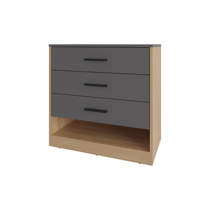 3-Drawer Multicolor Particle Board Dresser - Bedroom Storage