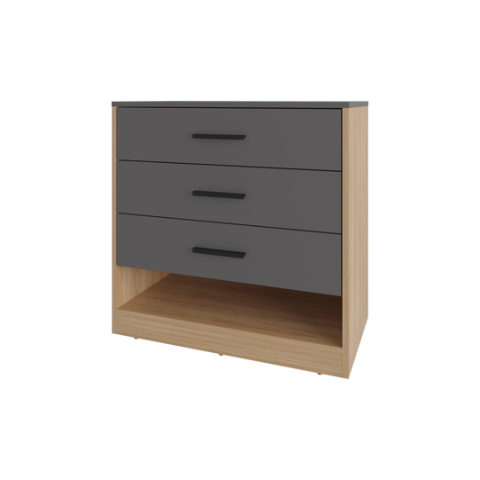 3-Drawer Multicolor Particle Board Dresser - Bedroom Storage