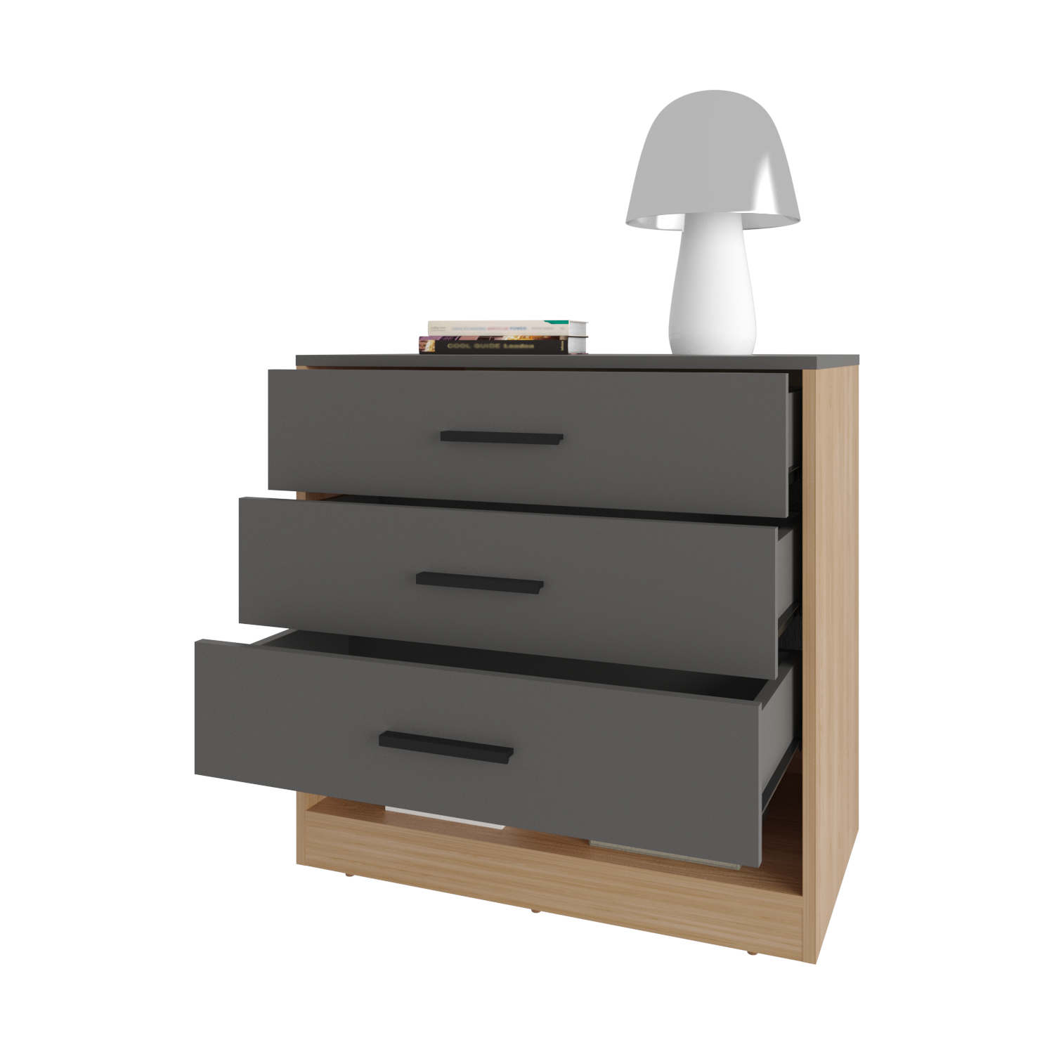 3-Drawer Multicolor Particle Board Dresser - Bedroom Storage