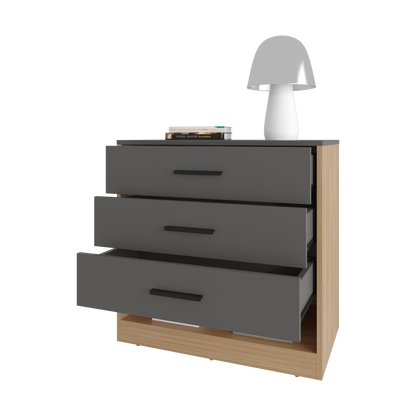 3-Drawer Multicolor Particle Board Dresser - Bedroom Storage