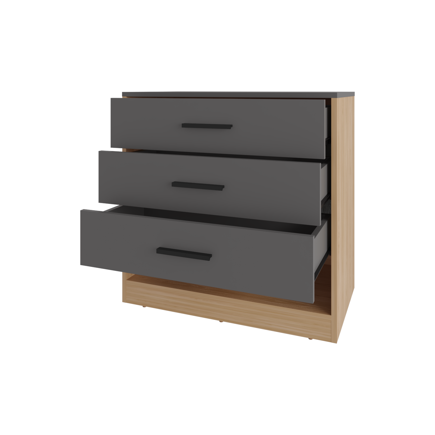 3-Drawer Multicolor Particle Board Dresser - Bedroom Storage