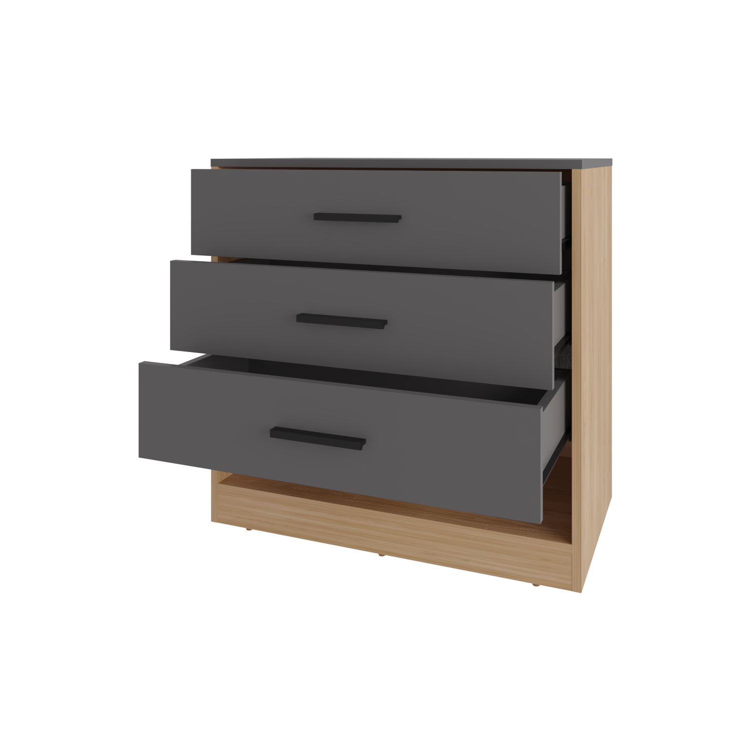 3-Drawer Multicolor Particle Board Dresser - Bedroom Storage