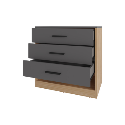 3-Drawer Multicolor Particle Board Dresser - Bedroom Storage