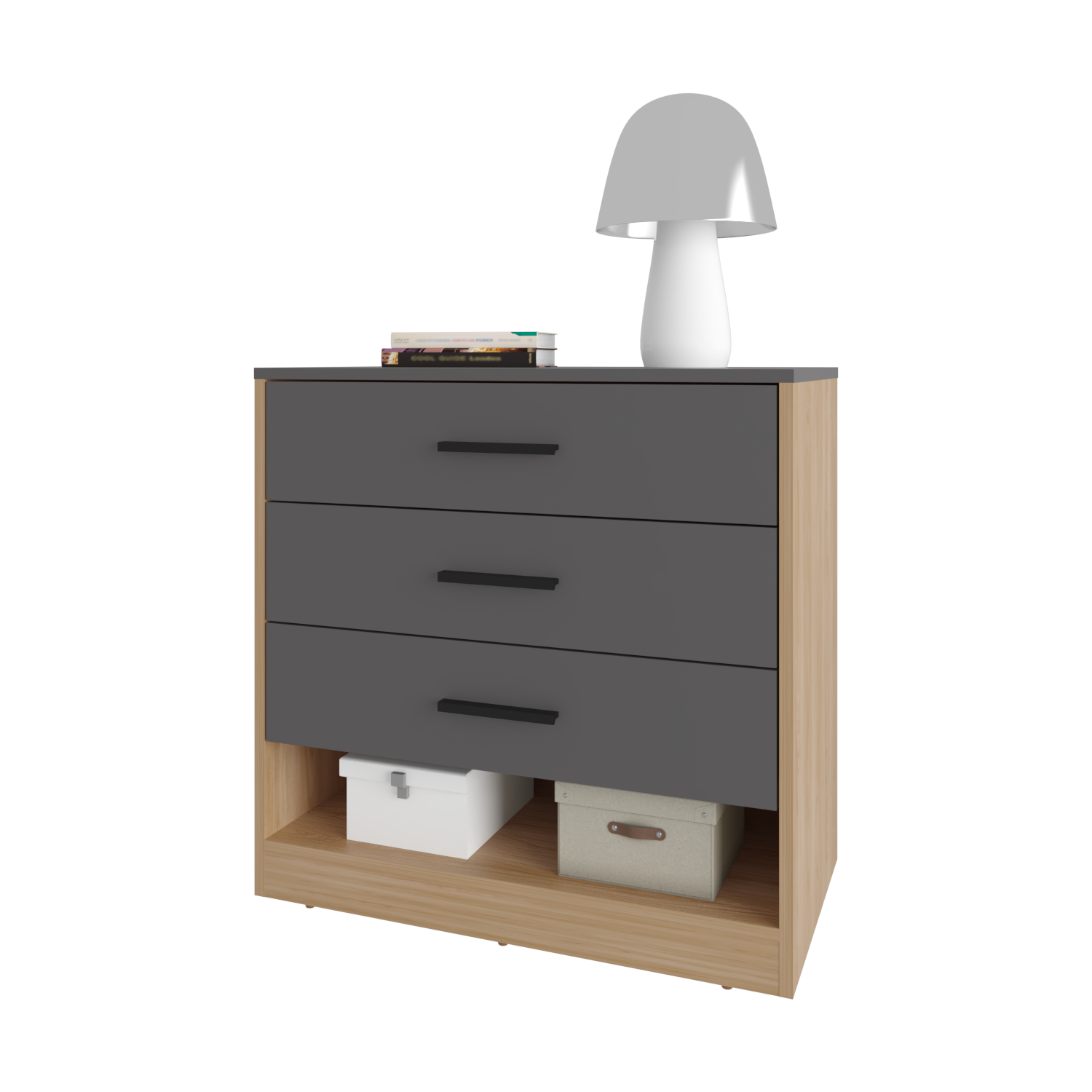 3-Drawer Multicolor Particle Board Dresser - Bedroom Storage