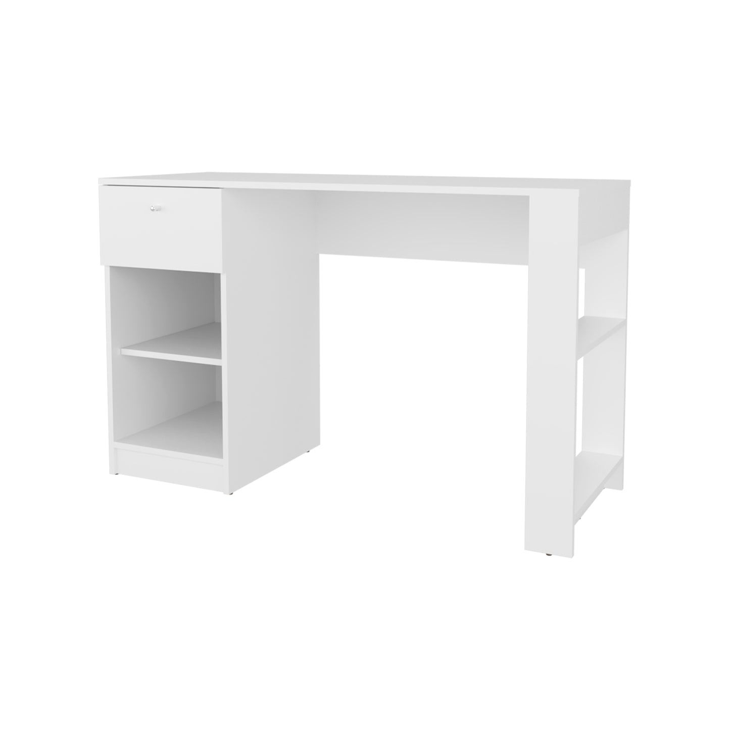 Modern White Computer Desk with Drawers for Home Office Productivity