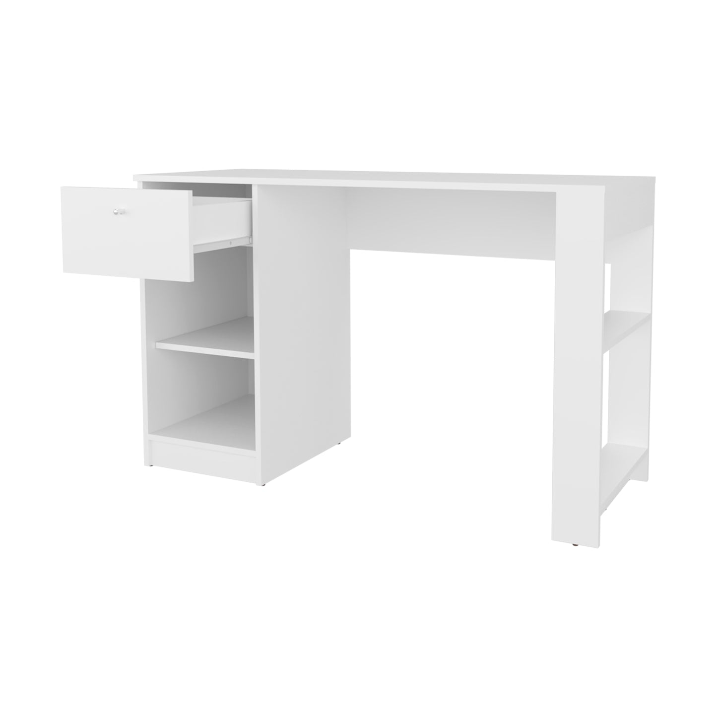 Modern White Computer Desk with Drawers for Home Office Productivity