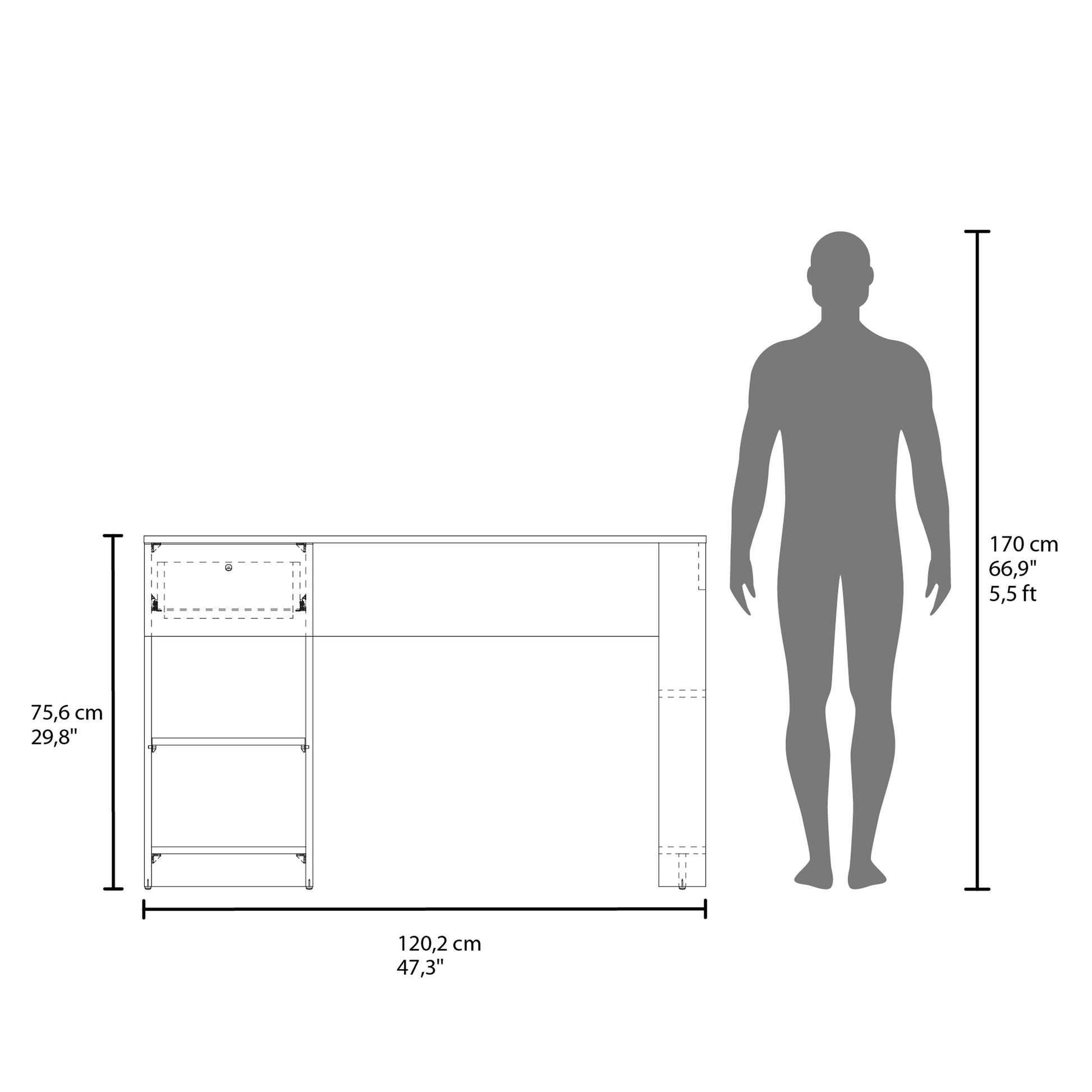Modern White Computer Desk with Drawers for Home Office Productivity
