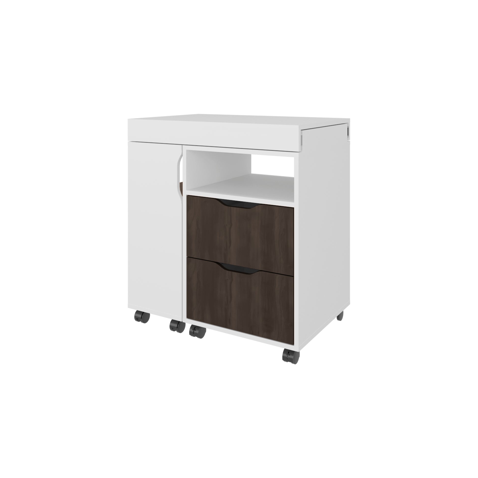 Extendable Computer Desk with Drawers & Shelves