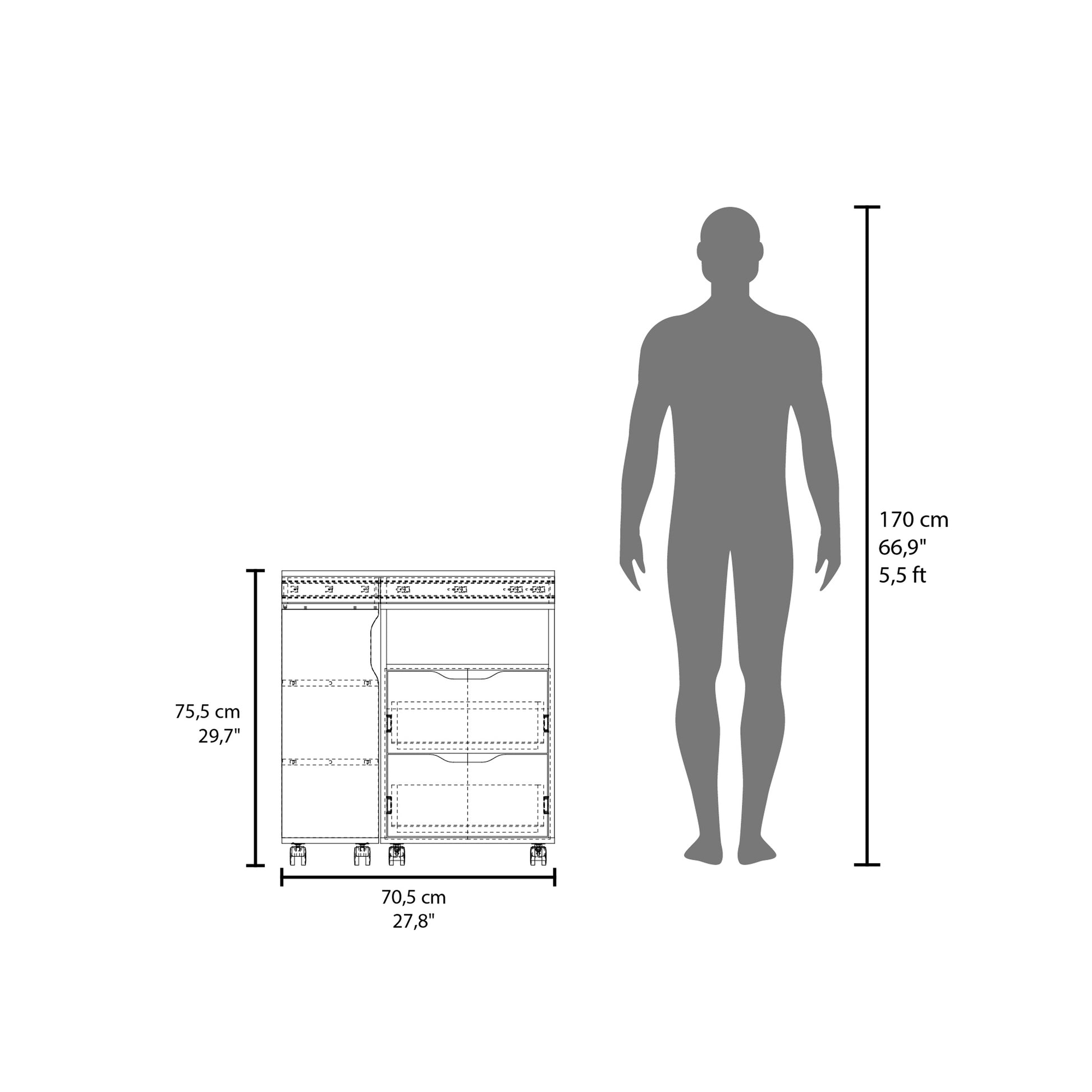 Extendable Computer Desk with Drawers & Shelves