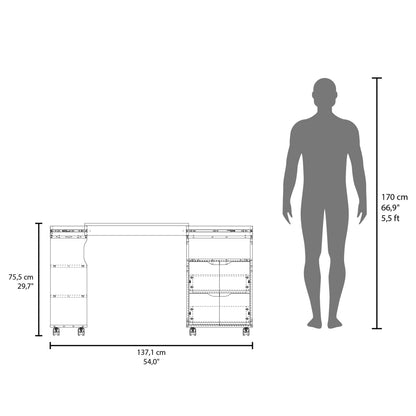 Extendable Computer Desk with Drawers & Shelves
