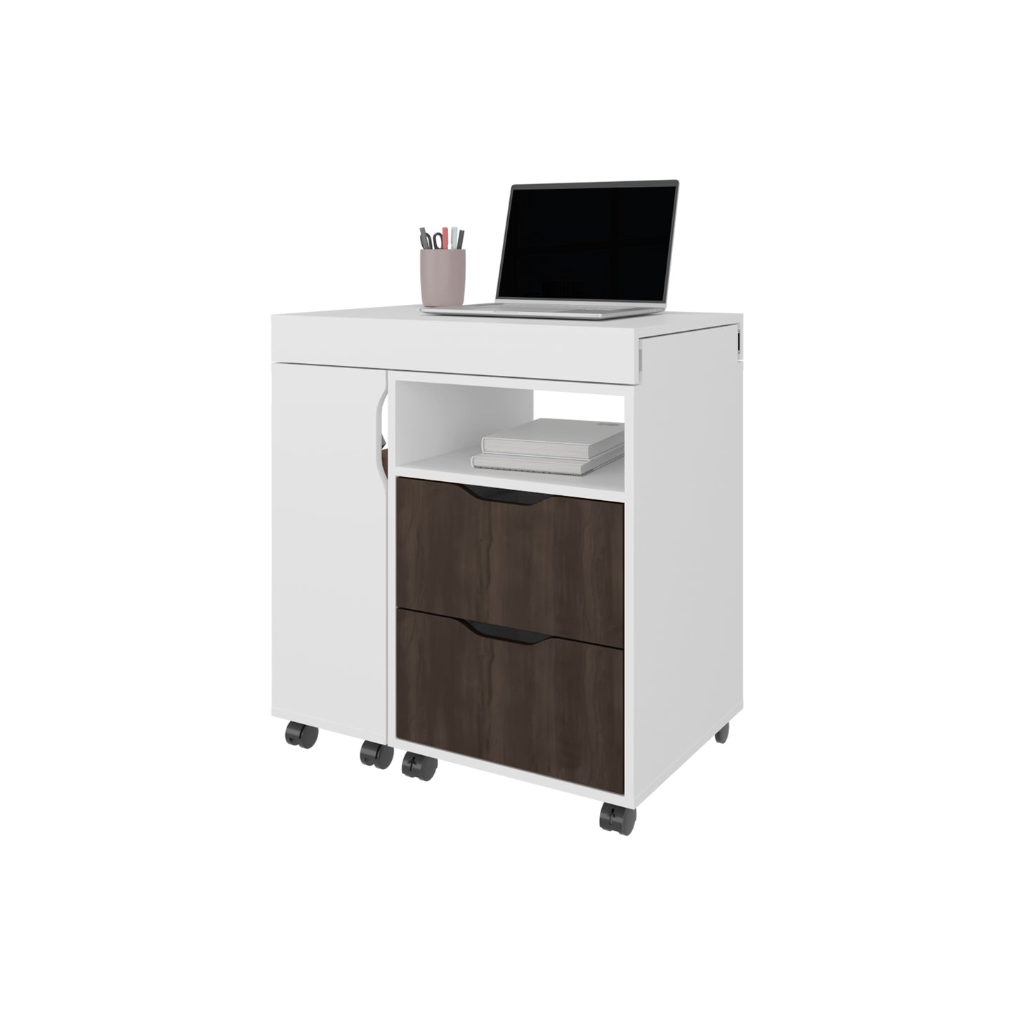 Extendable Computer Desk with Drawers & Shelves
