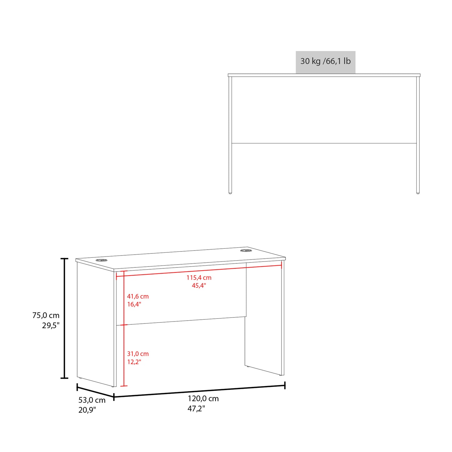 White Computer Desk - 29.5" Rectangular Office Table