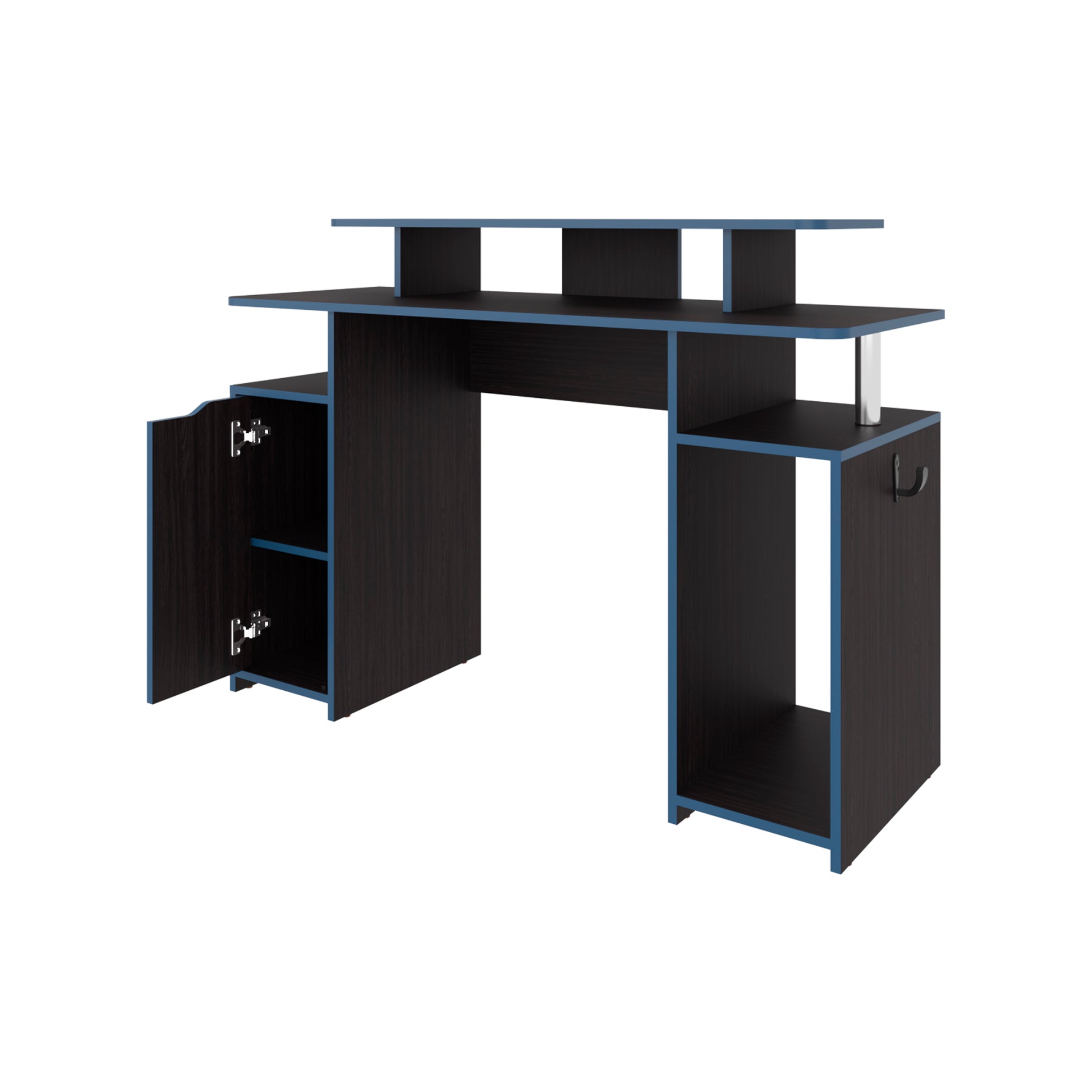 Modern Multicolor Gaming Desk with Elevated Monitor Shelf