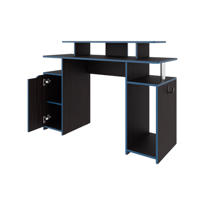Modern Multicolor Gaming Desk with Elevated Monitor Shelf