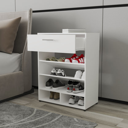 FM FURNITURE Onawa Shoe Rack - White Particle Board Storage for Bedroom
