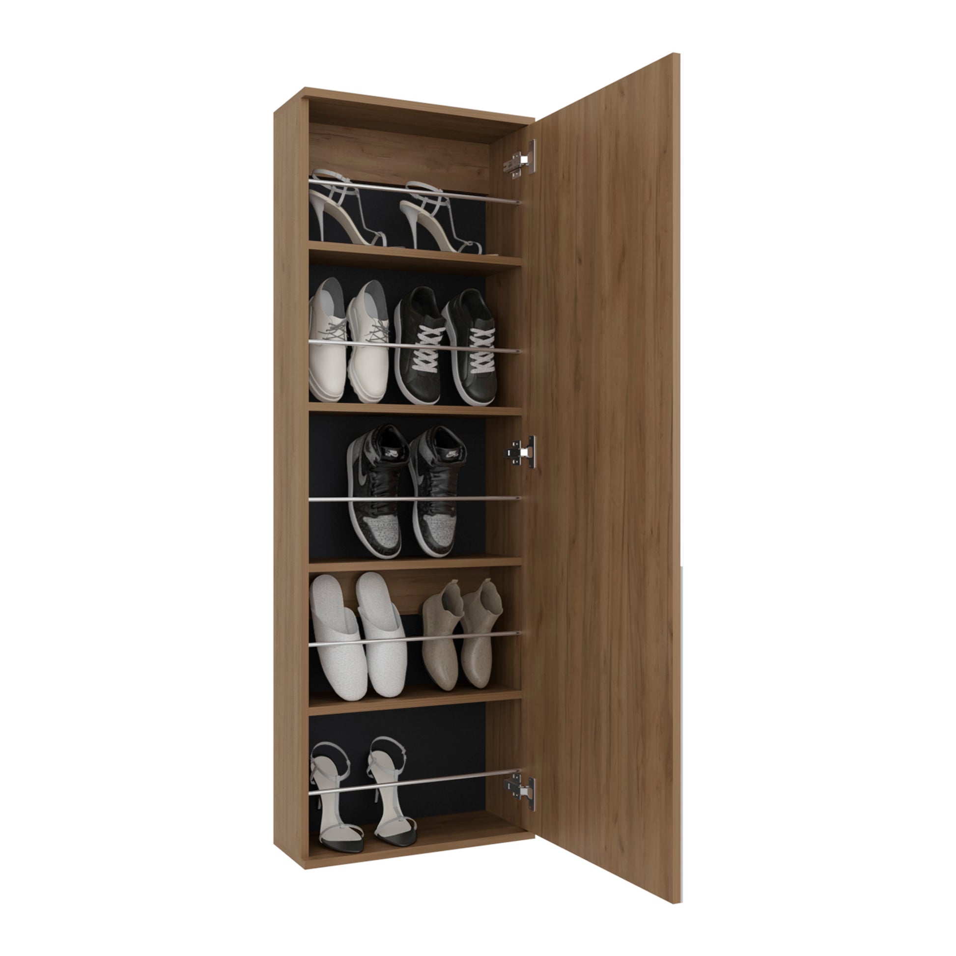 Light Oak Bedroom Shoe Storage Cabinet with Mirror