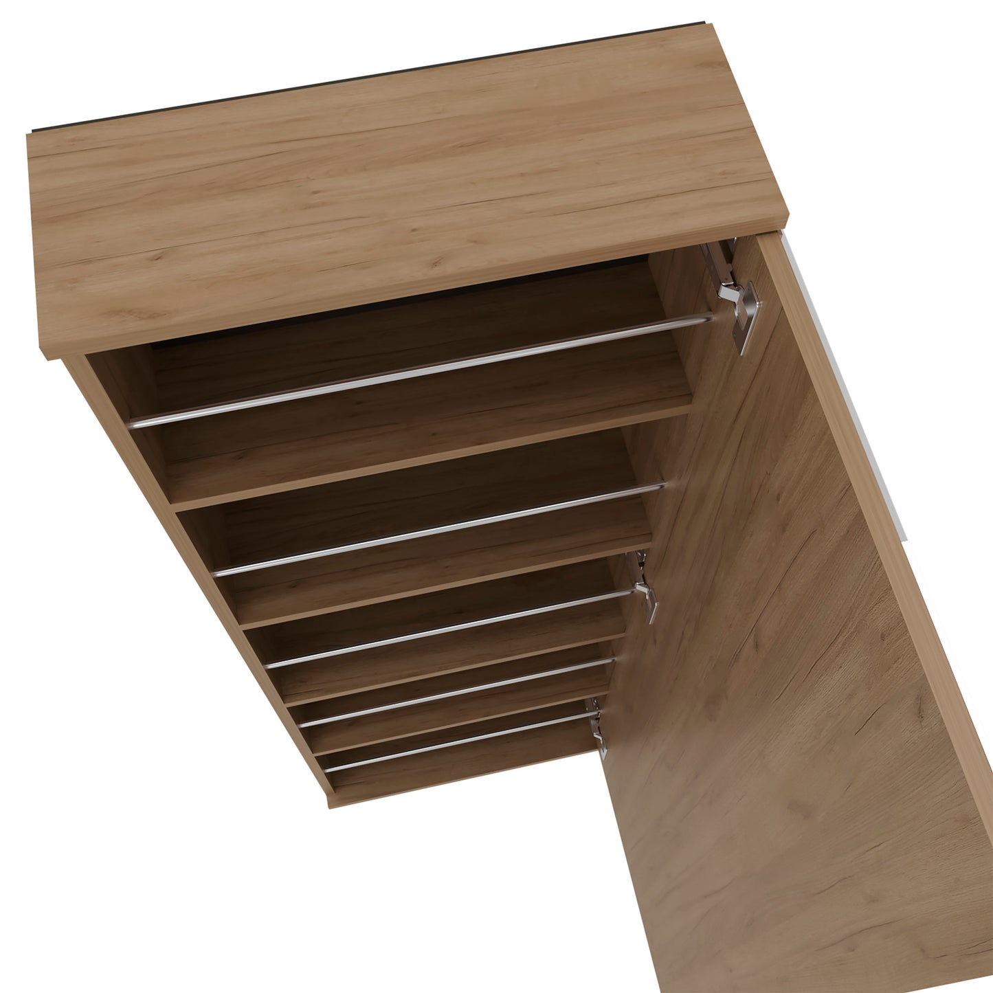 Light Oak Bedroom Shoe Storage Cabinet with Mirror
