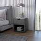 FM FURNITURE Elliott Nightstand with Elegant Drawer and Open Shelf, Ligth Gray