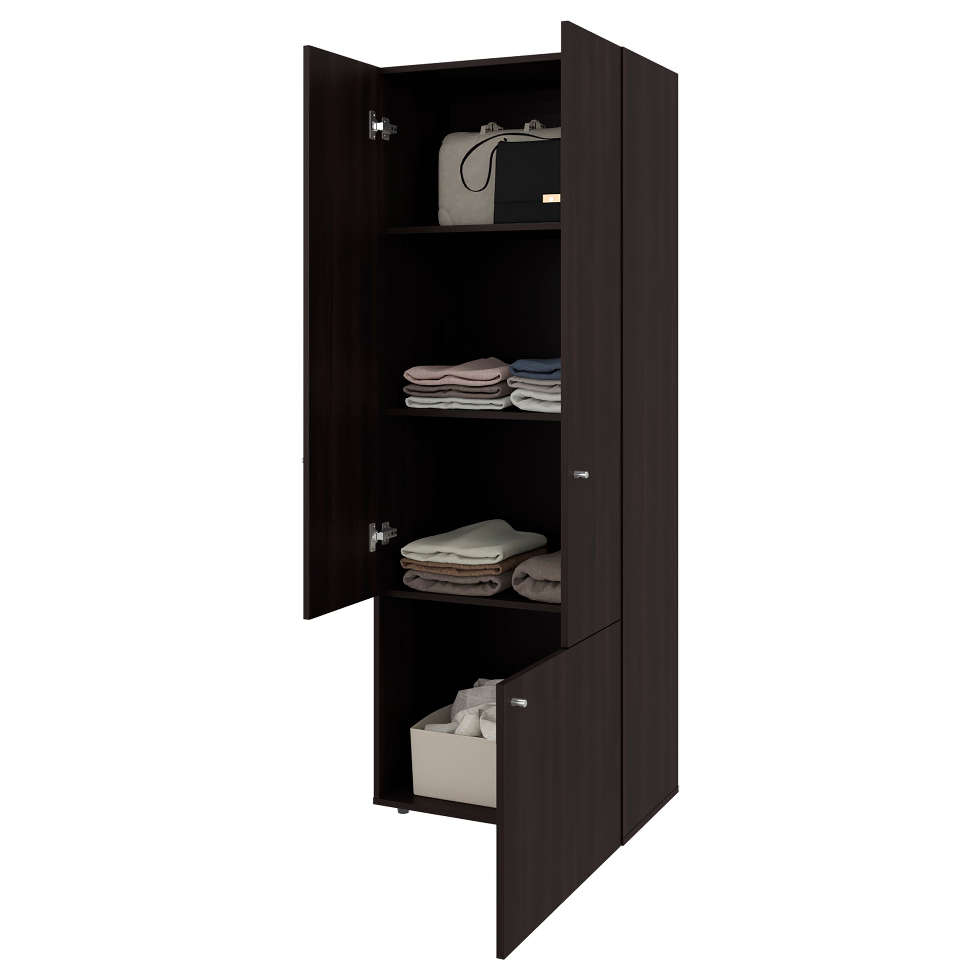 Tolleson Tall Wardrobe Cabinet - 3 Doors, Walnut