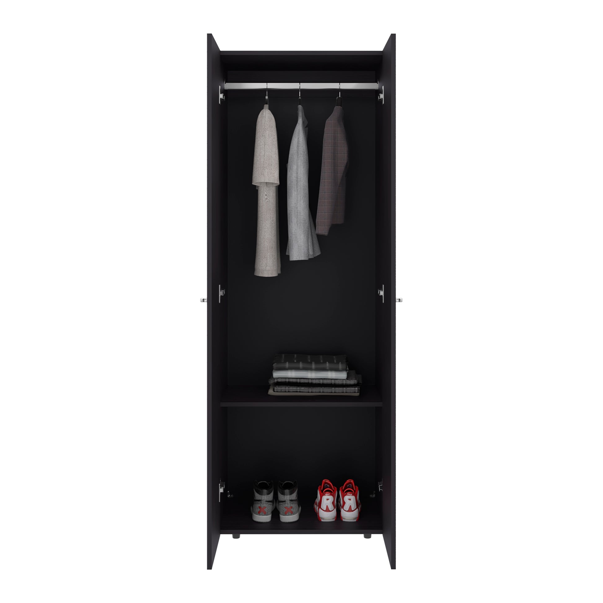 Wenge Particle Board Wardrobe with Hanging Rod for Bedroom Storage