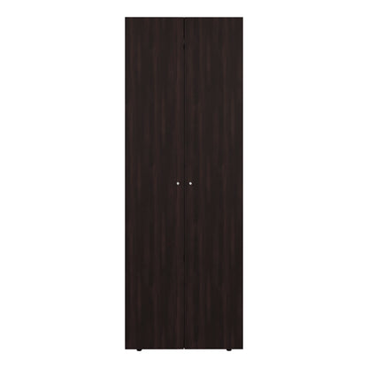 Walnut 2-Door Tall Wardrobe Cabinet - 66.9"H, Particle Board for Bedroom