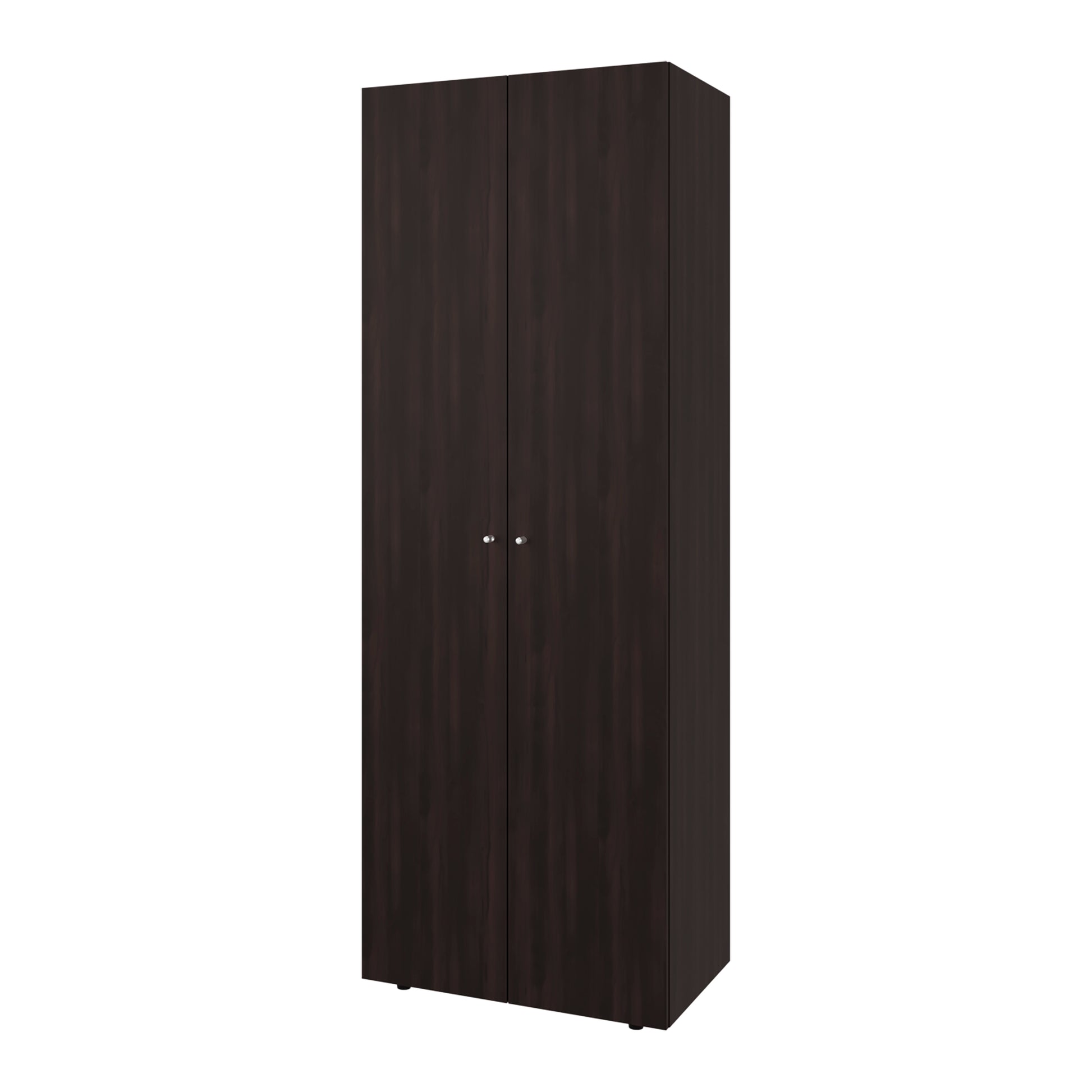 Walnut 2-Door Tall Wardrobe Cabinet - 66.9"H, Particle Board for Bedroom