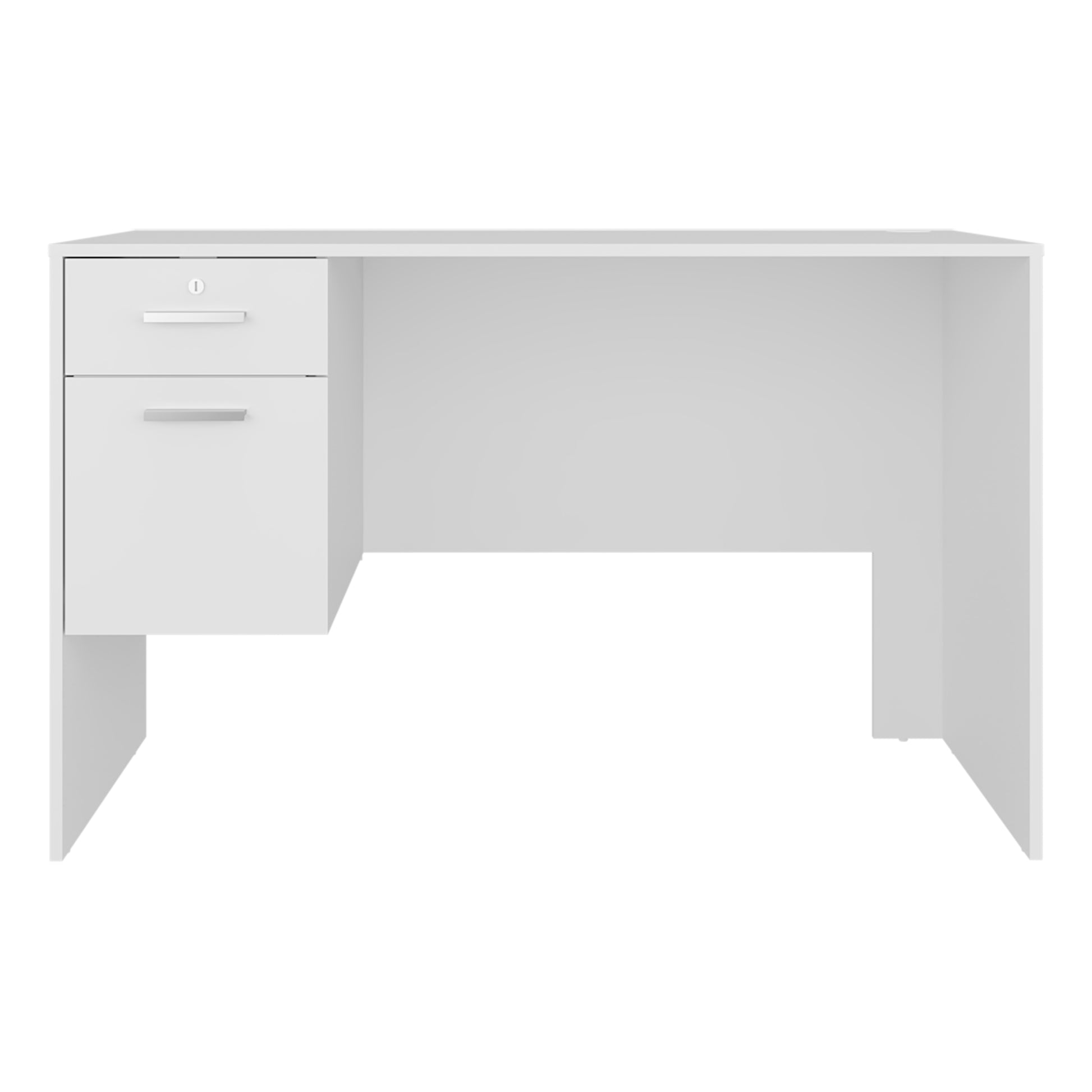 White Desk with 2 Drawers - Modern Office Table for Home Office