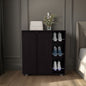 Gitano Shoe Storage Cabinet, 2 Doors, 8  Enclosed Shelves, 3 Open Side Shelves, Freestanding Design, Entryway or Bedroom Use, Wenge