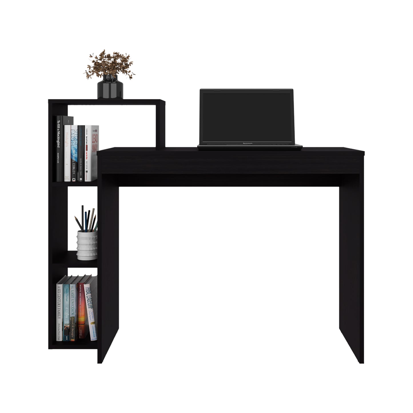 Wenge Computer Desk with Storage Shelves