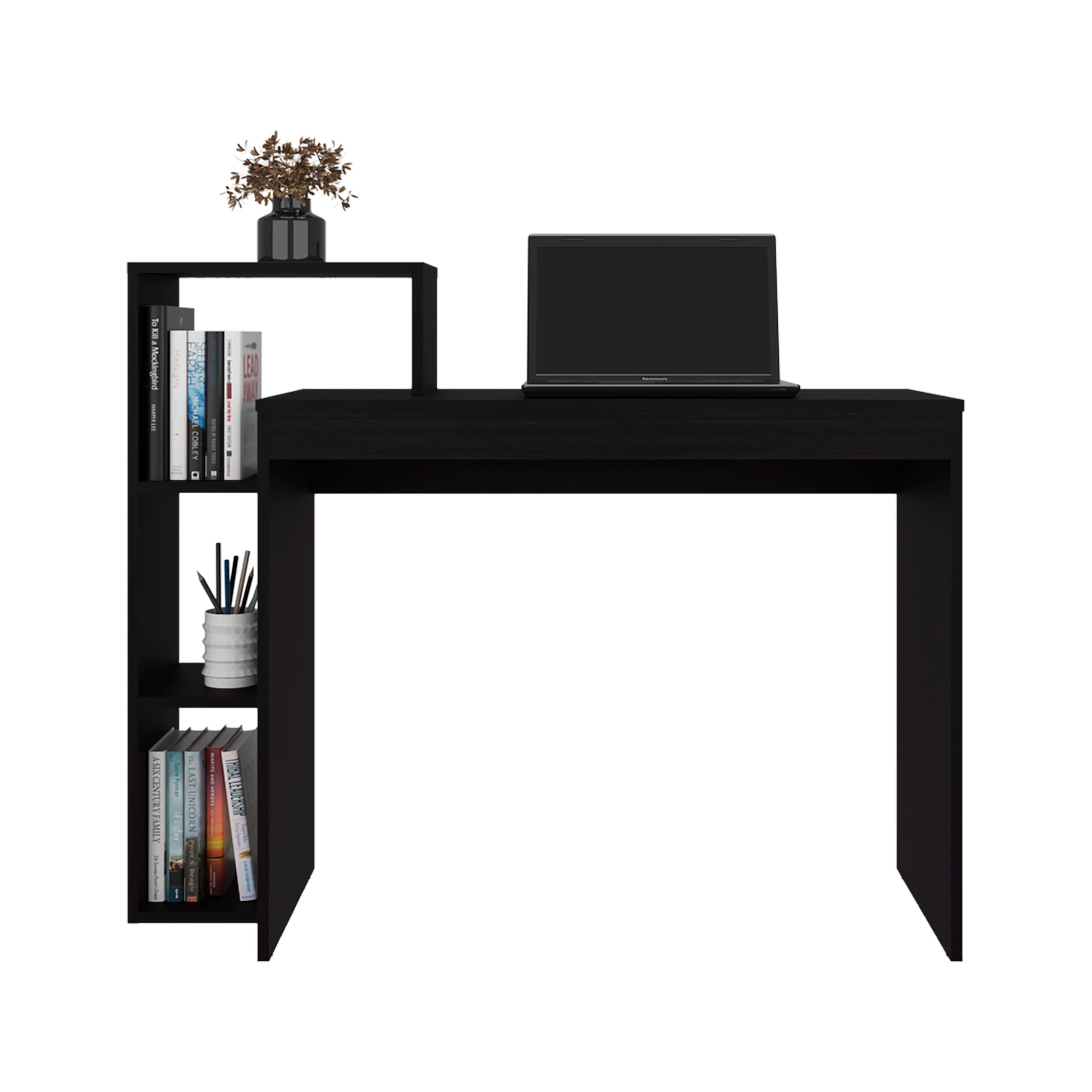 Wenge Computer Desk with Storage Shelves